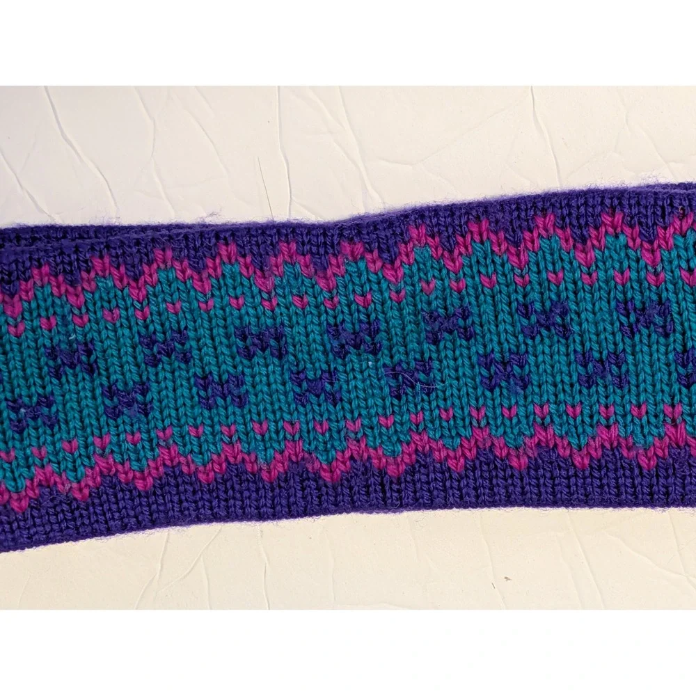 Vintage 80s 90s Ski Headband Neon Purple‎ Teal Geometric Retro Ear Warmer Unisex
